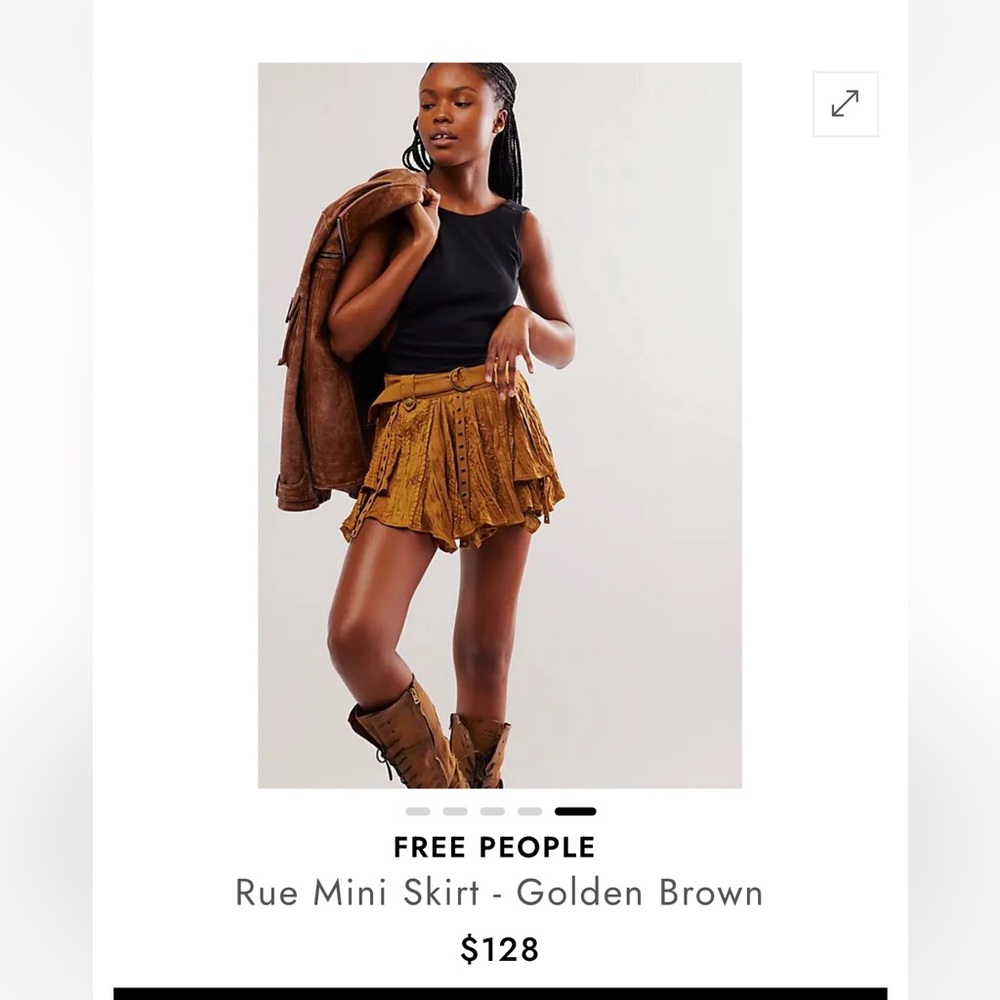 NWOT Free People Golden Brown Mini Skirt, XS
